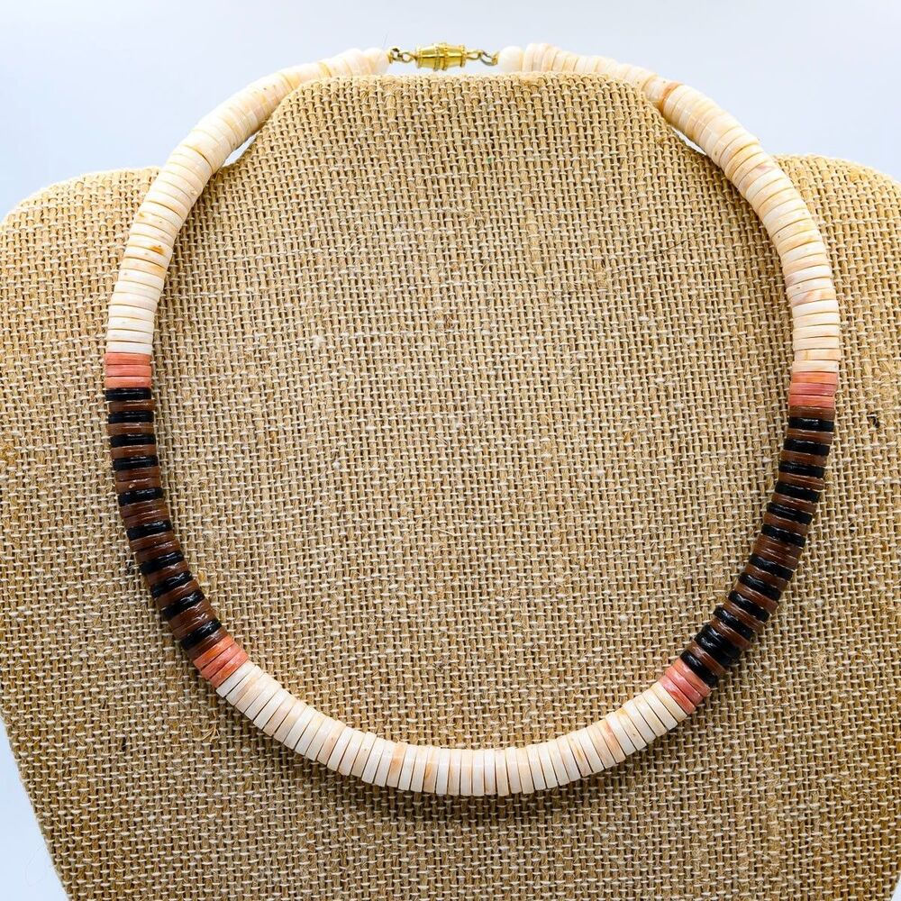 Heishi Shell Beaded Necklace Beachy Summer 16"